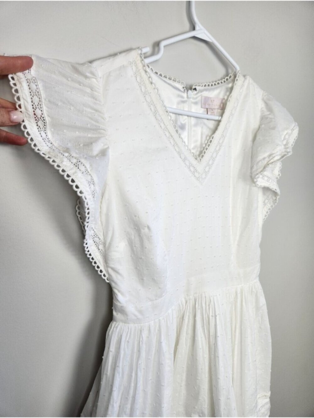 Rachel Parcell White Cotton Flutter Sleeve Tiered Dress Size 8 Milkmaid Coquette - Picture 4 of 13
